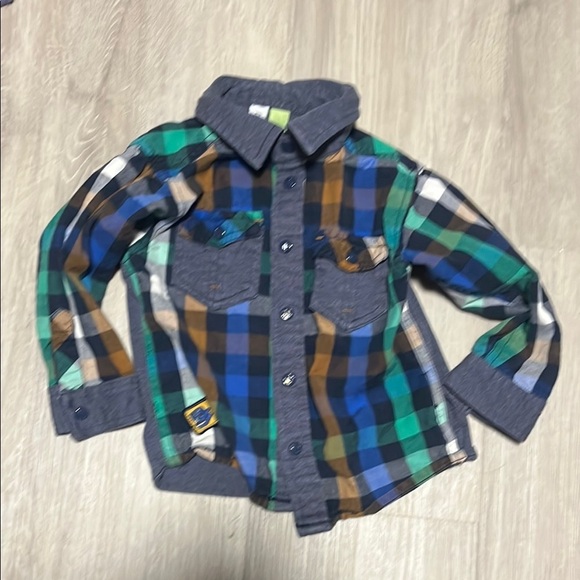 Kids Plaid Shirt - Blue, Green, Brown - Picture 1 of 1